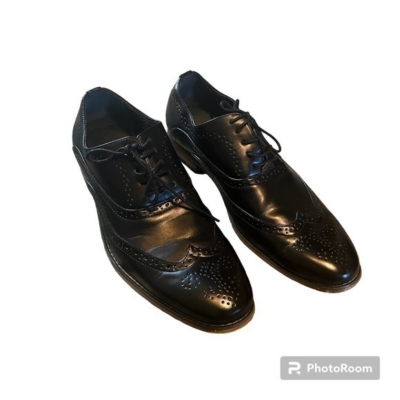 Men’s black leather Gino Vitale Oxford shoes - Picture 1 of 8